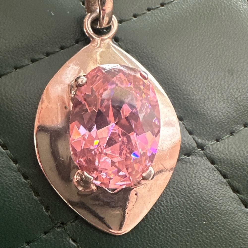 Large Pink Gemstone Pendant - Picture 7 of 14